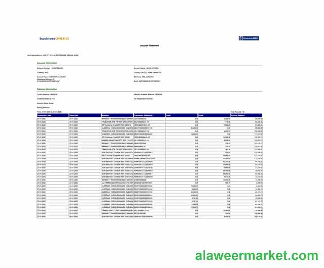 UAE Emirates NBD account statement Word and PDF template, version 2